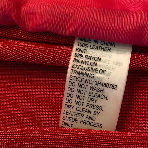 Peter Nygard Red Leather/Knit Jacket, - Picture 7 of 10